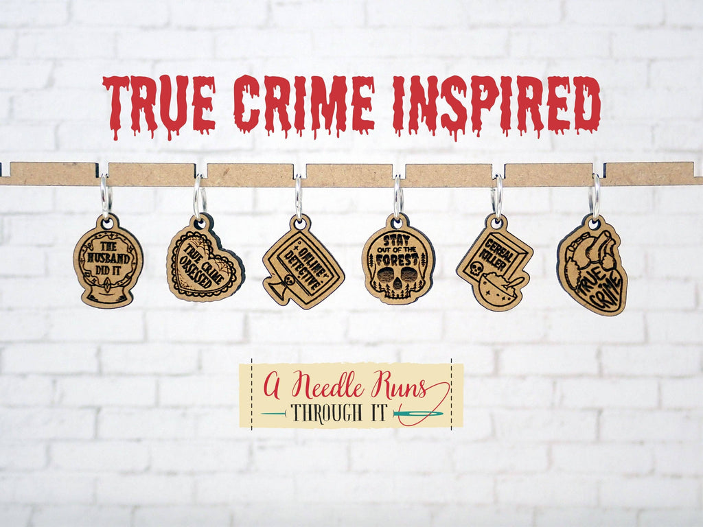 True Crime and Craft Inspired - Stitch Markers (set of 6)