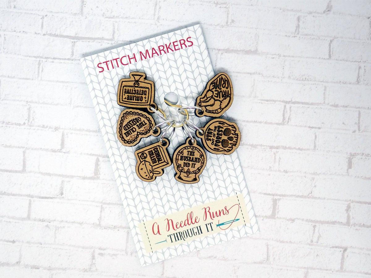 True Crime and Craft Inspired - Stitch Markers (set of 6)