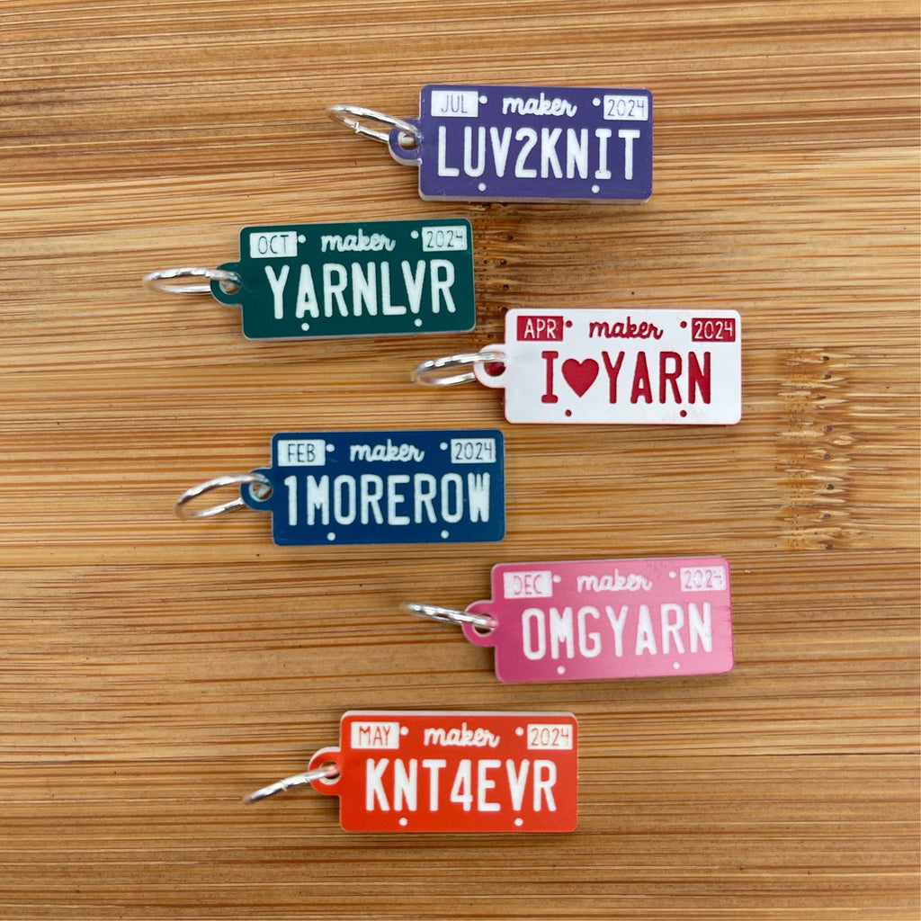 Knitting License Plates - Stitch Markers (set of 6)
