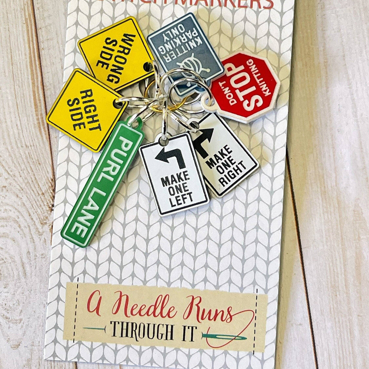 Knitting Traffic Signs - Stitch Markers (set of 7)